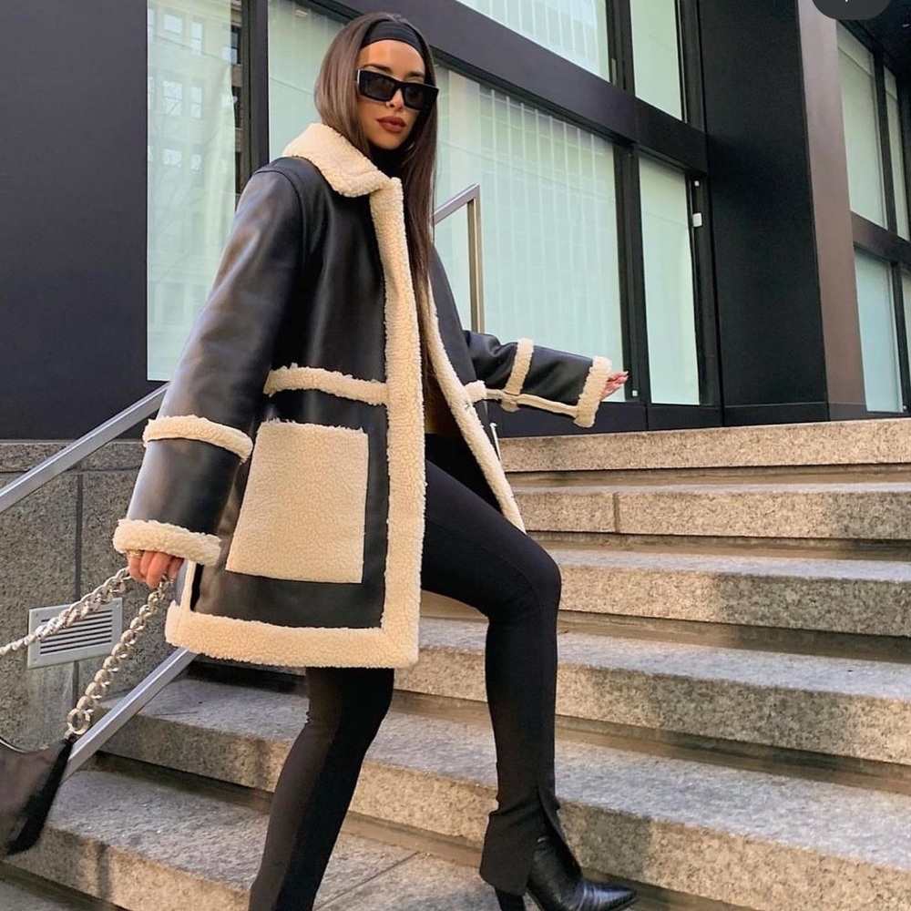 Topshop reversible leather coat